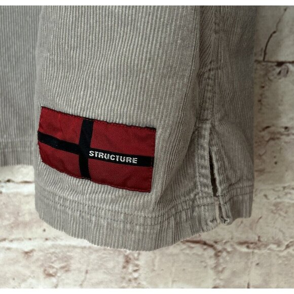 Vintage Structure Shirt Mens XL Corduroy Gray Beige Pullover Shacket Y2K 90s - Picture 4 of 6